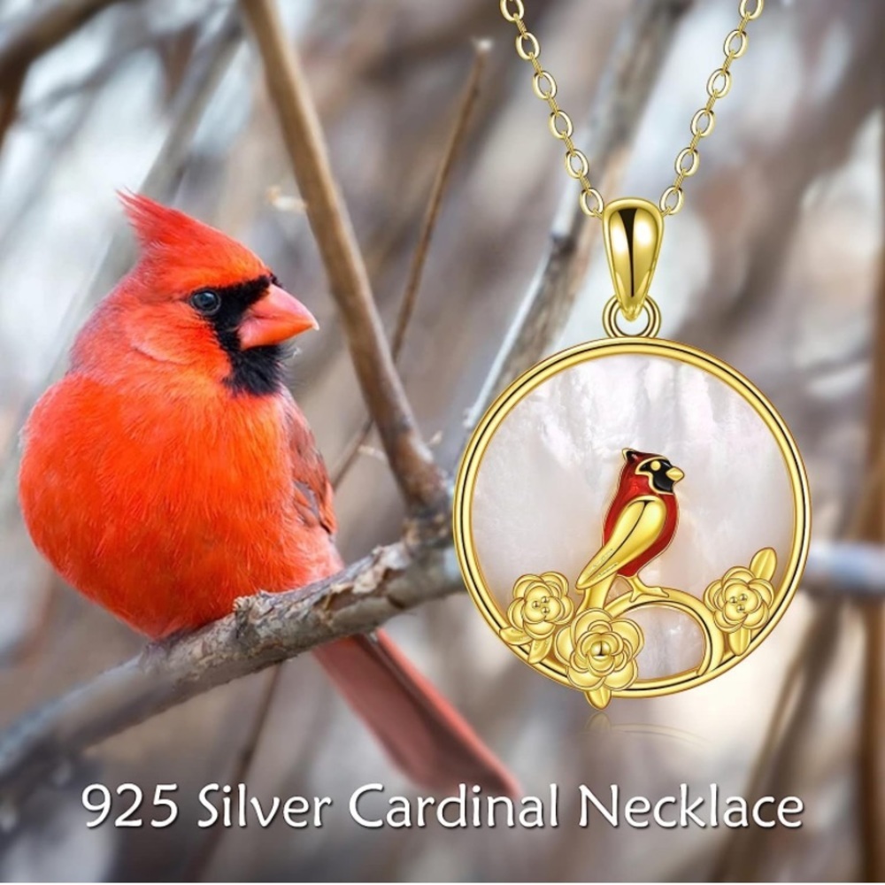 18k 925 Angel Cardinal Diamond Necklace - Picture 7 of 7